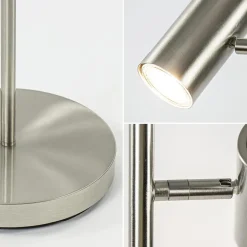 2-Lichts vloerlamp nikkel met dimbare spots><noscript><img width=