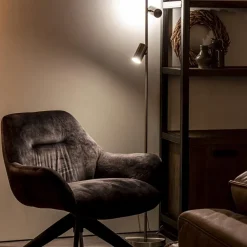 2-Lichts vloerlamp nikkel met dimbare spots><noscript><img width=