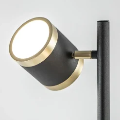 3-Lichts vloerlamp zwart/goud met dimbare spots><noscript><img width=