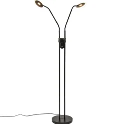 2-Lichts vloer/leeslamp zwart met dimbaar LED>Straluma Outlet