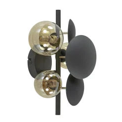 3-Lichts wandlamp grijs/goud met amber glas>Straluma New