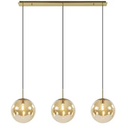 Light and Living hanglamp Medina 3L goud met amber glas>Straluma