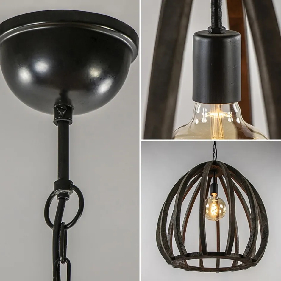 Light and Living hanglamp Barsia wood dark brown>Straluma