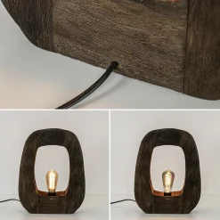 Light and Living tafellamp Kelafo hout chocolade bruin><noscript><img width=