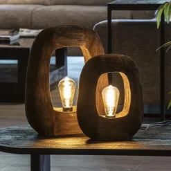 Light and Living tafellamp Kelafo hout chocolade bruin><noscript><img width=