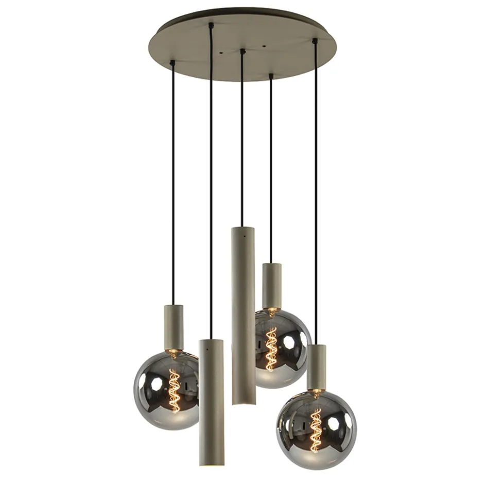Luxe hanglamp 5-lichts rond quartz>Straluma Outlet
