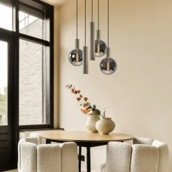 Luxe hanglamp 5-lichts rond quartz><noscript><img width=