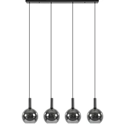 Luxe 4-lichts eettafelhanglamp met smoke glazen bollen>Straluma Sale