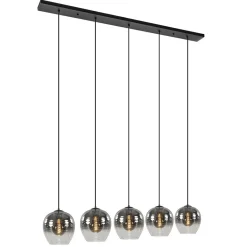 Luxe 5-lichts eettafelhanglamp smoke glas met verloop>Straluma Online