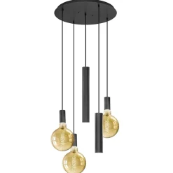 Luxe 5-lichts hanglamp mat zwart E27+GU10 rond>Straluma Online