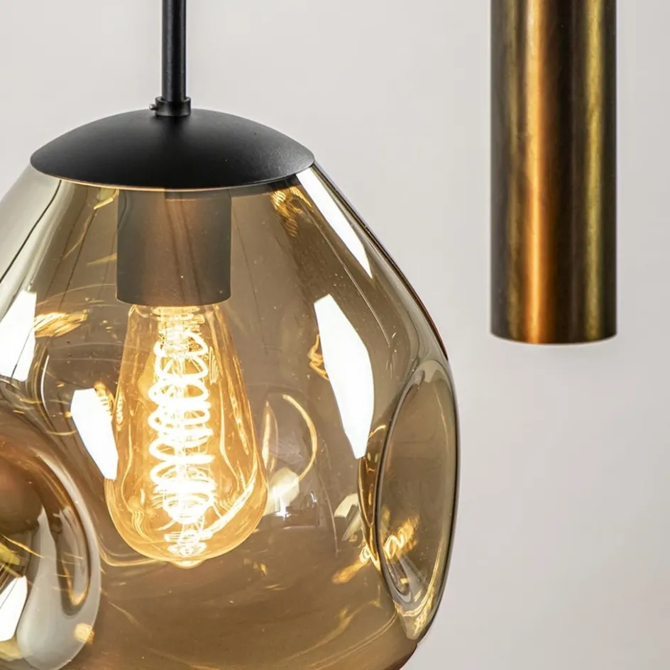 Luxe 6-lichts hanglamp met goud glas en cilinders>Straluma Best
