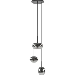 Luxe 3-lichts hanglamp rond met smoke glazen kappen>Straluma Clearance