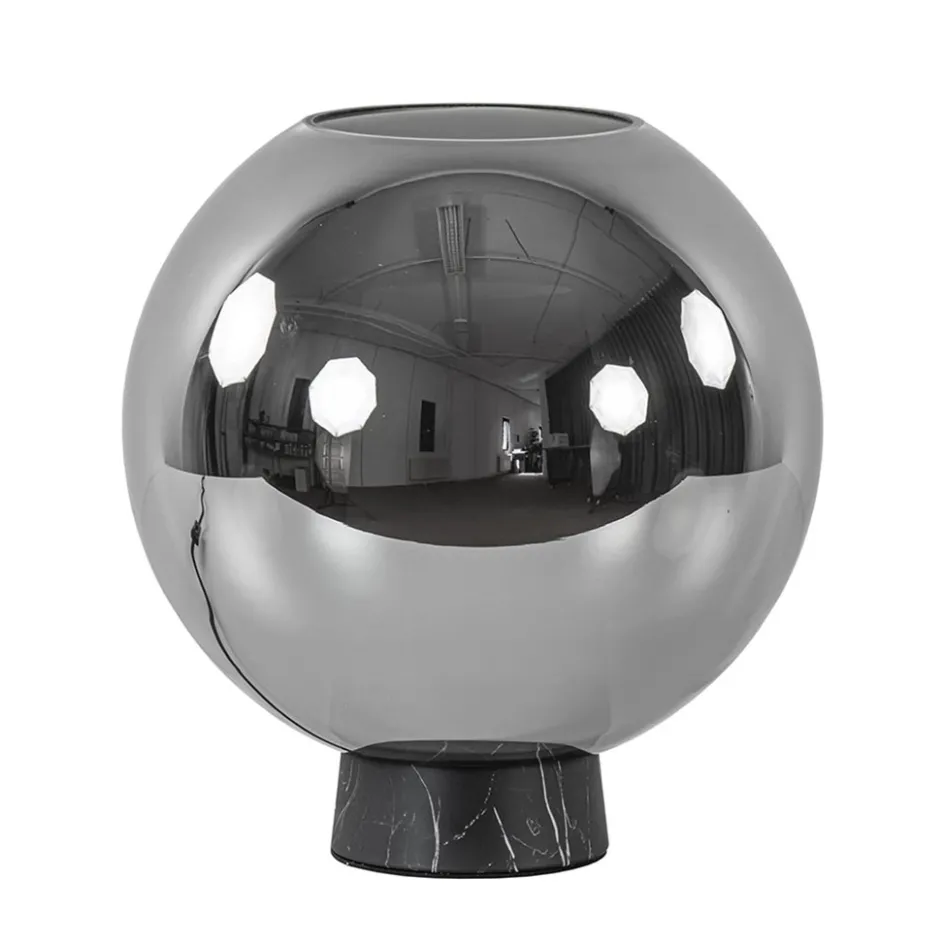 Luxe tafellamp smoke/titanium glas met zwart marmer>Straluma Outlet