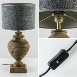 Massief houten lampvoet Milazzo met bronzen fitting><noscript><img width=