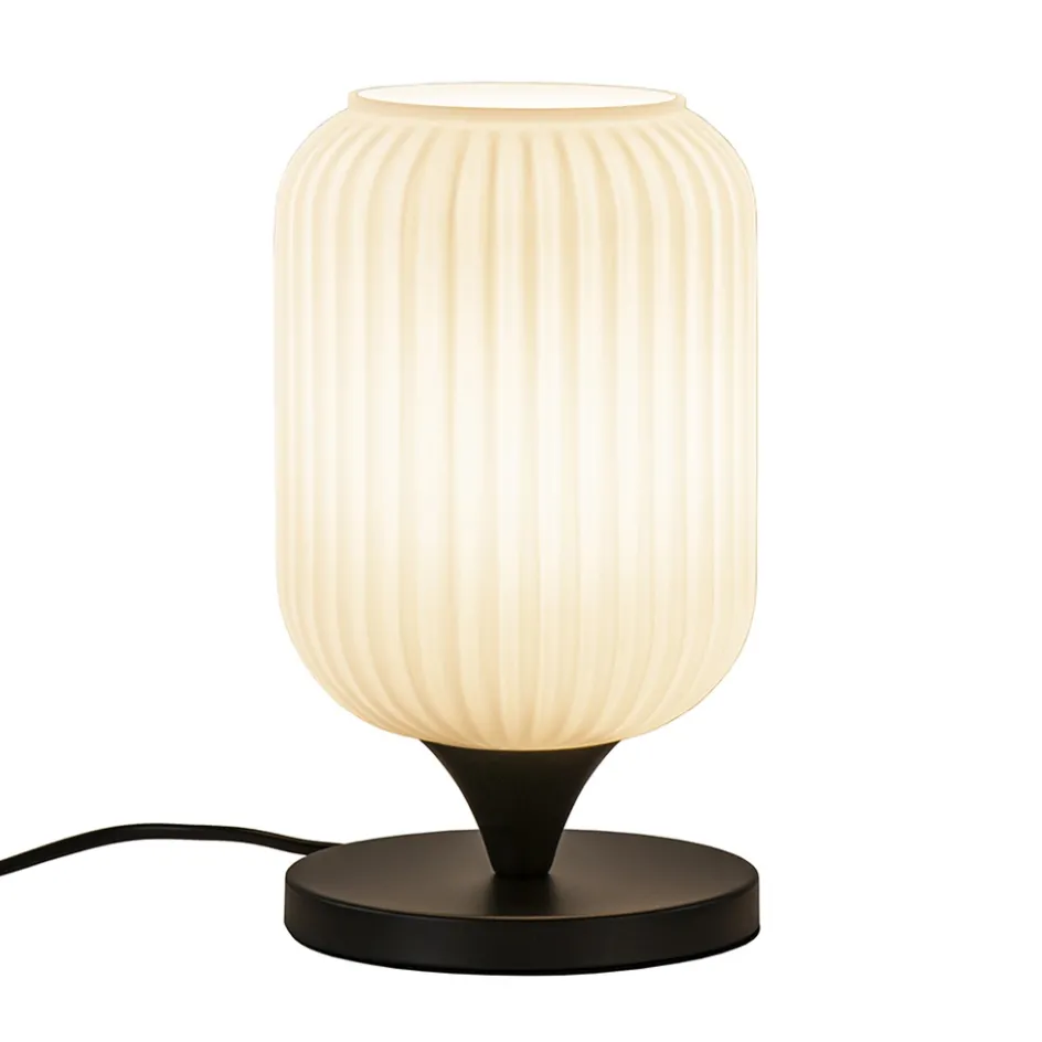 Mat witte tafellamp met zwarte voet>Straluma New