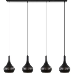 Mat zwarte eettafelhanglamp zwart met goud 4-lichts>Straluma New