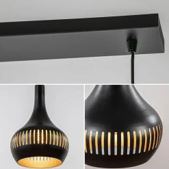 Mat zwarte eettafelhanglamp zwart met goud 4-lichts><noscript><img width=