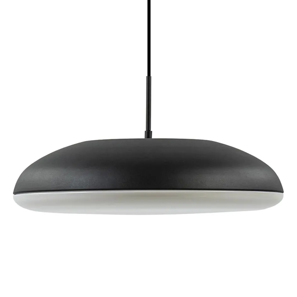 Mat zwarte hanglamp koepel met witte kap>Straluma Clearance