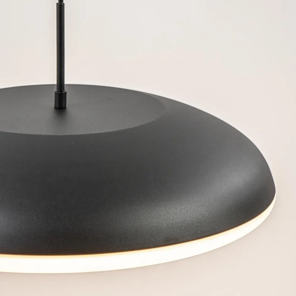 Mat zwarte hanglamp koepel met witte kap>Straluma Clearance