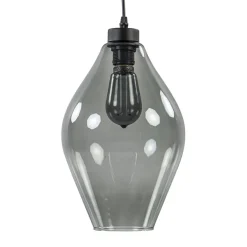Mat zwarte hanglamp met smoke glas ruit>Straluma New