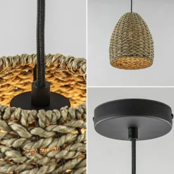 Mat zwarte hanglamp met touw><noscript><img width=