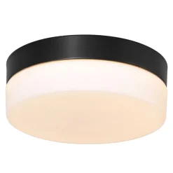 Mat zwarte LED plafondlamp met wit glas IP44 dimbaar>Straluma New
