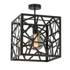 Mat zwarte plafondlamp metaal met vierkante kap>Straluma Online