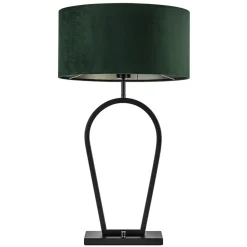 Mat zwarte tafellamp met kap velours groen>Straluma Outlet