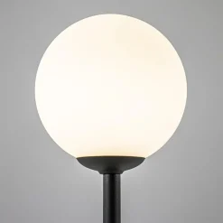 Mat zwarte tafellamp met witte glazen bol><noscript><img width=