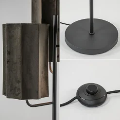 Mat zwarte vloerlamp Edisa met velvet bruine kappen><noscript><img width=