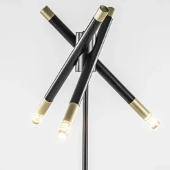 Mat zwarte vloerlamp G9 met gouden accenten><noscript><img width=