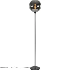 Mat zwarte vloerlamp met smoke/titanium glazen kap>Straluma