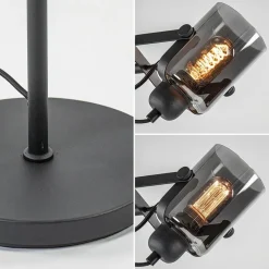 Mat zwarte vloerlamp met smoke/titanium glas><noscript><img width=