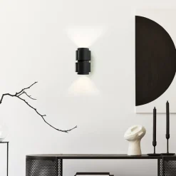 Mat zwarte wandlamp cilinder up+down G9><noscript><img width=