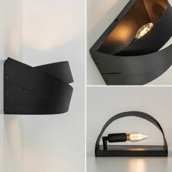 Mat zwarte wandlamp half rond E14><noscript><img width=