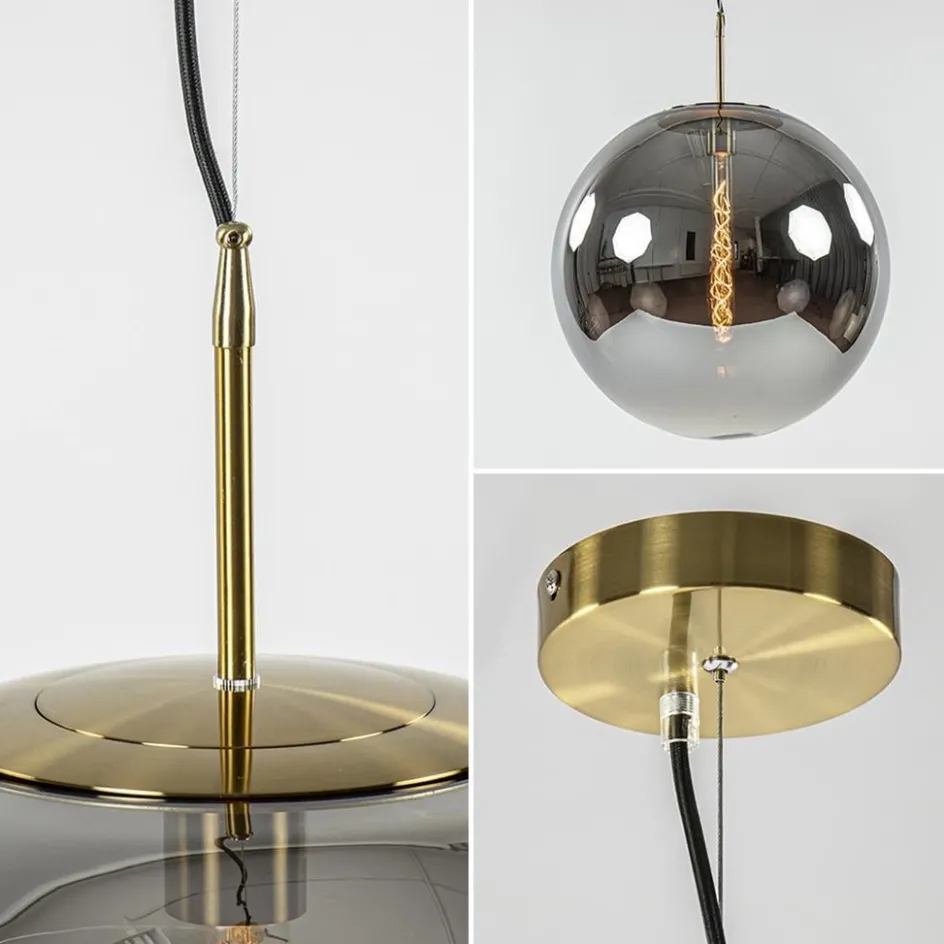 Medina hanglamp bol XL smoke glas met brons>Straluma New