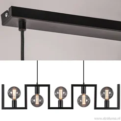 Metalen eettafel hanglamp zwart frame><noscript><img width=