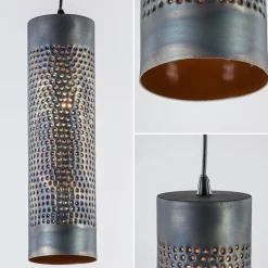 Metalen hanglamp cilinder bruin gevlamd><noscript><img width=