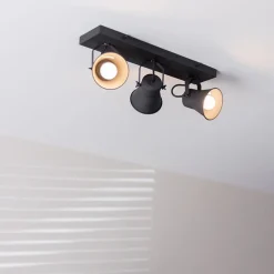 Metalen 3-l plafondlamp mat zwart verstelbaar><noscript><img width=