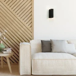 Metalen wandlamp zwart met overlap><noscript><img width=