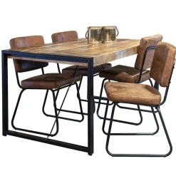 Micro lederen eetkamerstoel camel met zwart frame><noscript><img width=