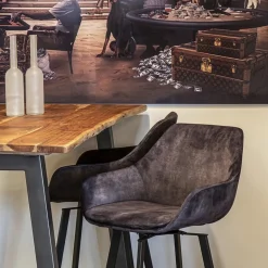 Moderne barkruk met draaibare zitting velvet antraciet><noscript><img width=