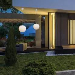 Moderne buitenlamp hang witte bol 45 cm><noscript><img width=