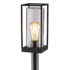Moderne buitenlamp lantaarn op paal zwart met helder glas>Straluma New