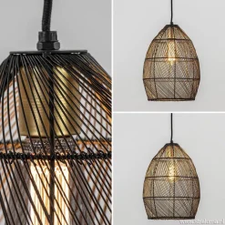 Moderne draad hanglamp Meya zwart met goud><noscript><img width=