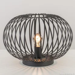 Moderne draad tafellamp rond mat zwart>Straluma New