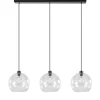 Moderne eettafelhanglamp zwart met helder glas>Straluma Discount