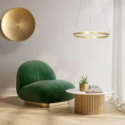 Moderne hanglamp ring goud met geïntegreerd LED><noscript><img width=