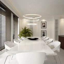 Moderne hanglamp rond met LED ringen nikkel><noscript><img width=