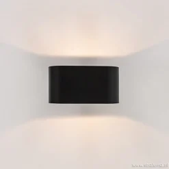 Moderne kleine wandlamp ovaal zwart><noscript><img width=